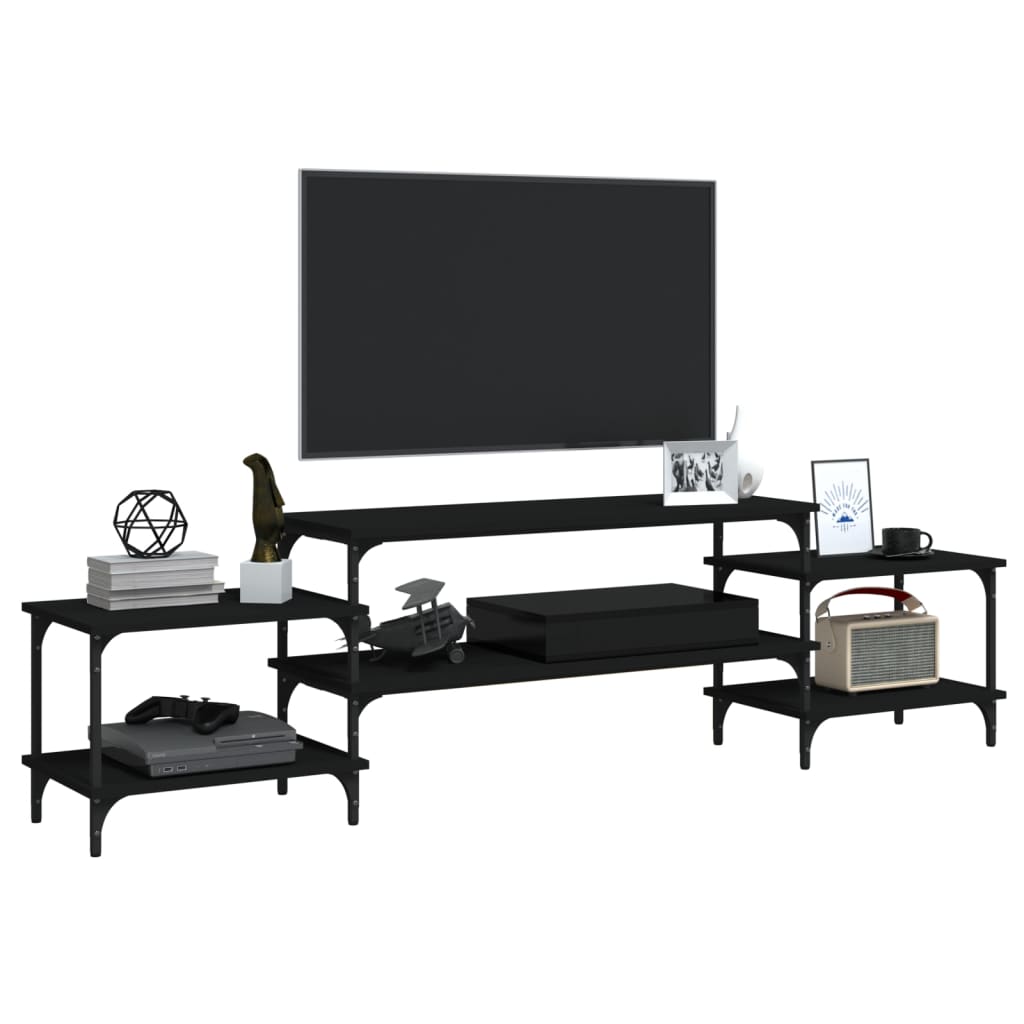 vidaXL Szafka pod TV, czarna, 197x35x52 cm, materiał drewnopochodny