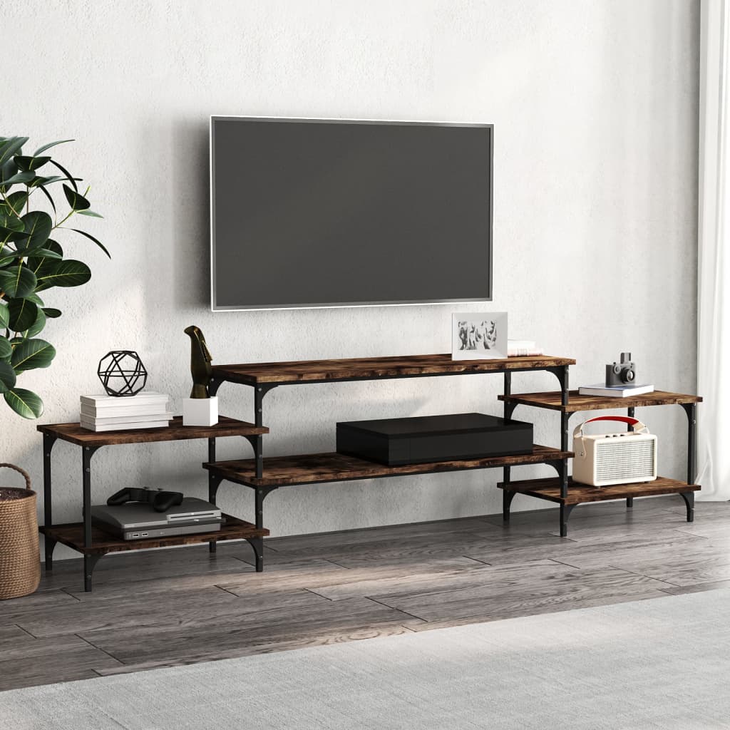 vidaXL Szafka pod TV, przydymiony dąb, 197x35x52 cm