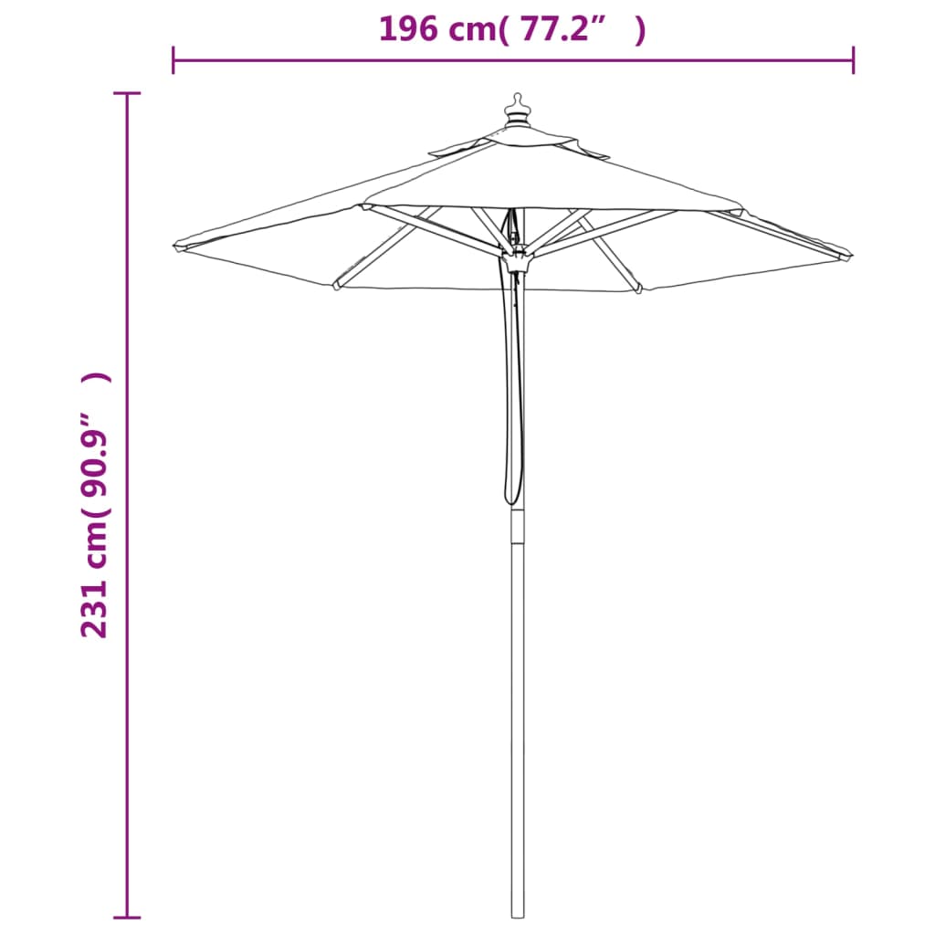 vidaXL Parasol ogrodowy na drewnianym słupku, antracytowy, 196x231 cm