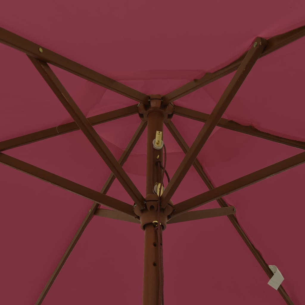 vidaXL Parasol ogrodowy na drewnianym słupku, bordo, 196x231 cm