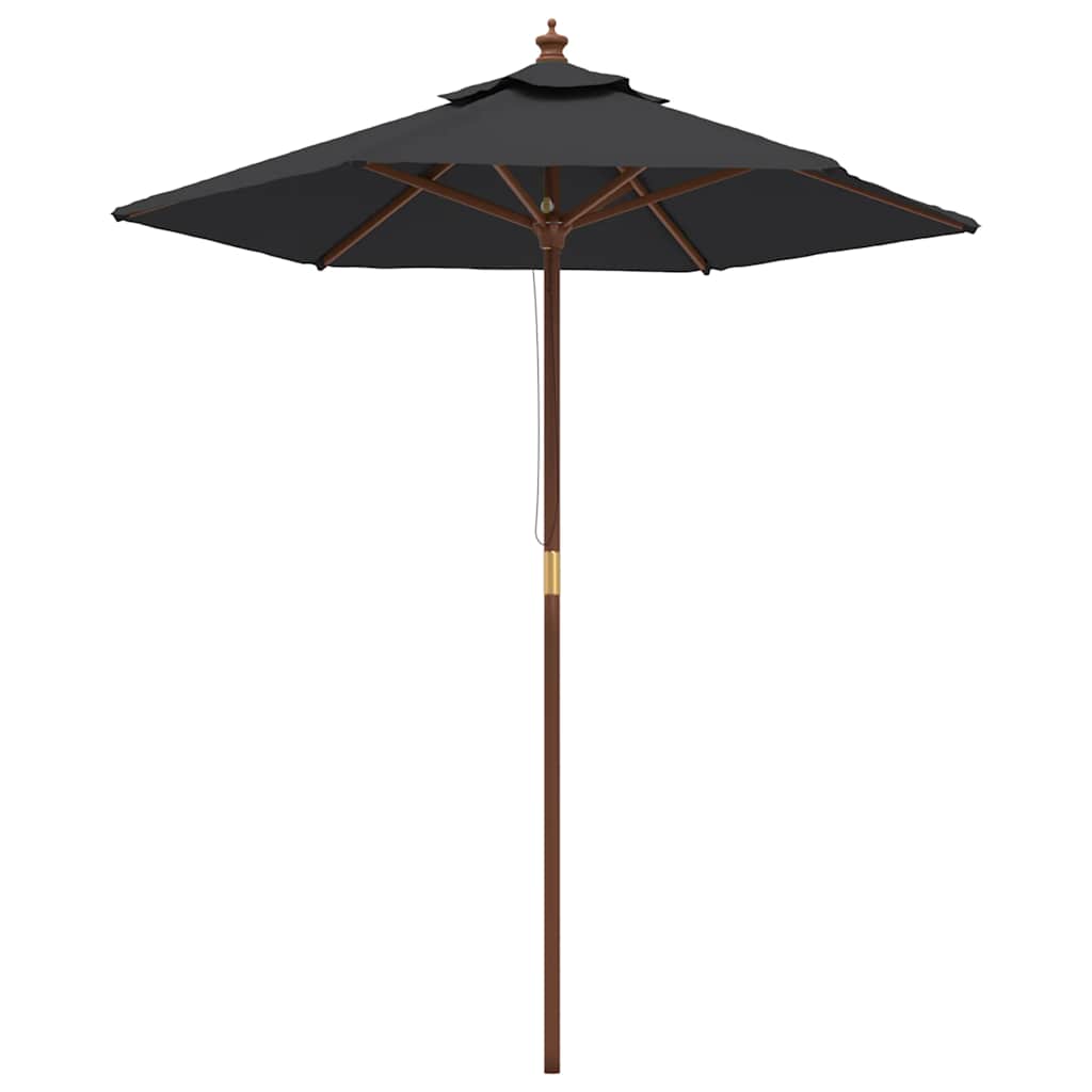 vidaXL Parasol ogrodowy na drewnianym słupku, czarny, 196x231 cm