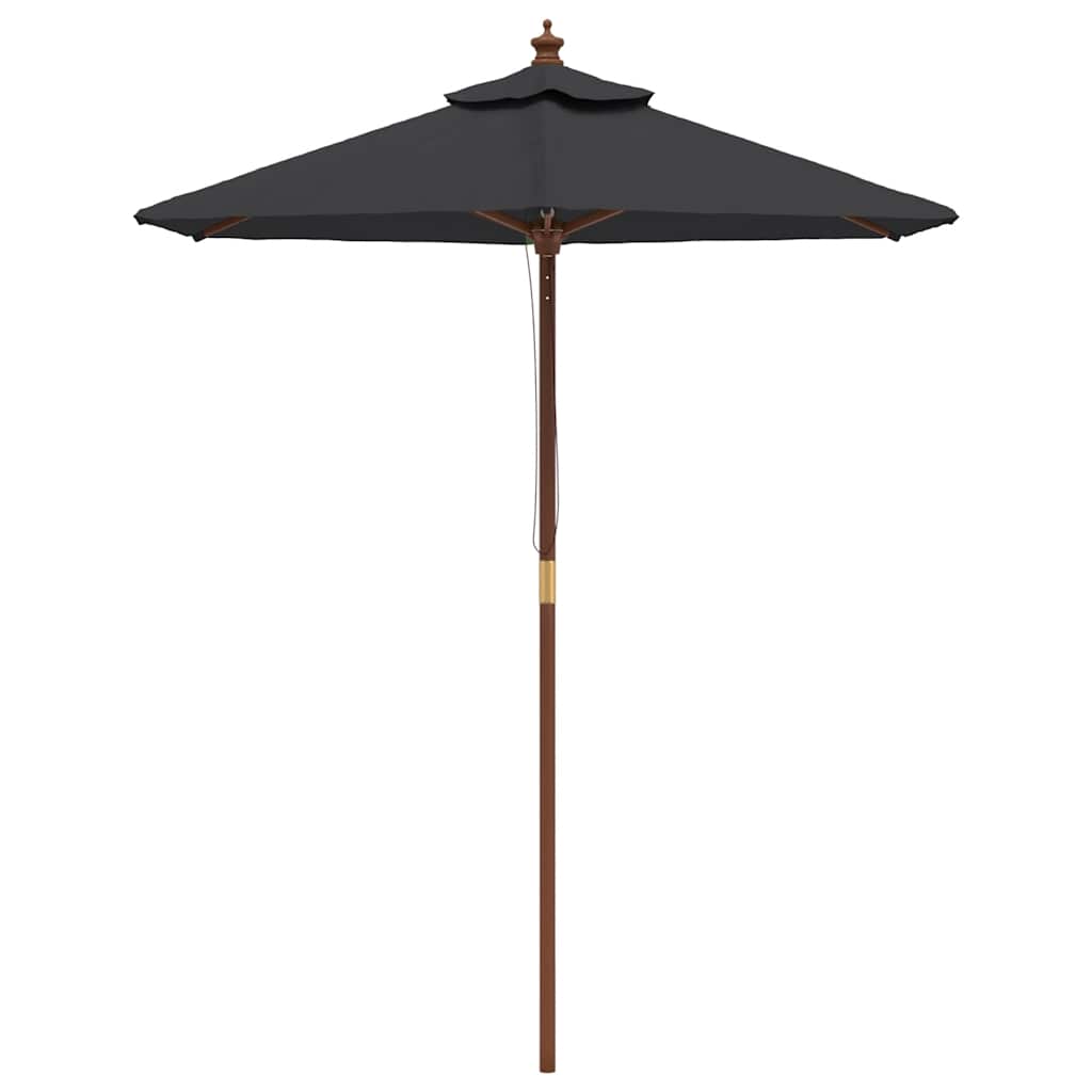 vidaXL Parasol ogrodowy na drewnianym słupku, czarny, 196x231 cm