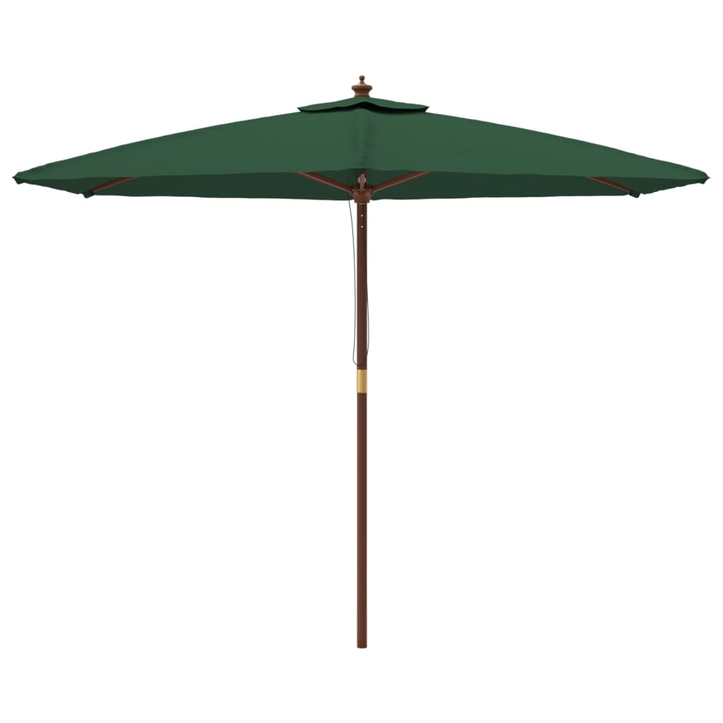 vidaXL Parasol ogrodowy na drewnianym słupku, zielony, 299x240 cm