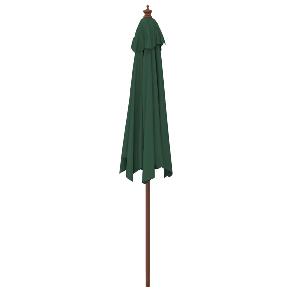 vidaXL Parasol ogrodowy na drewnianym słupku, zielony, 299x240 cm
