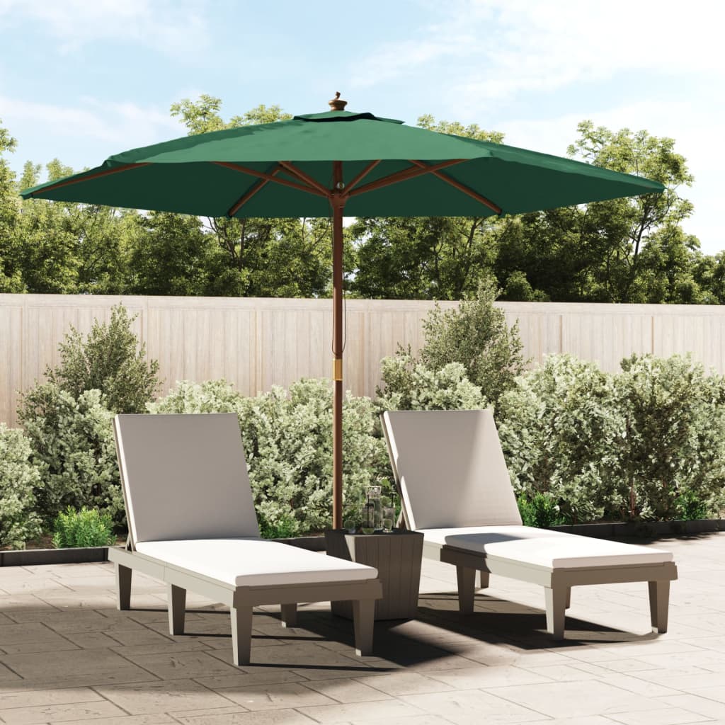 vidaXL Parasol ogrodowy na drewnianym słupku, zielony, 299x240 cm