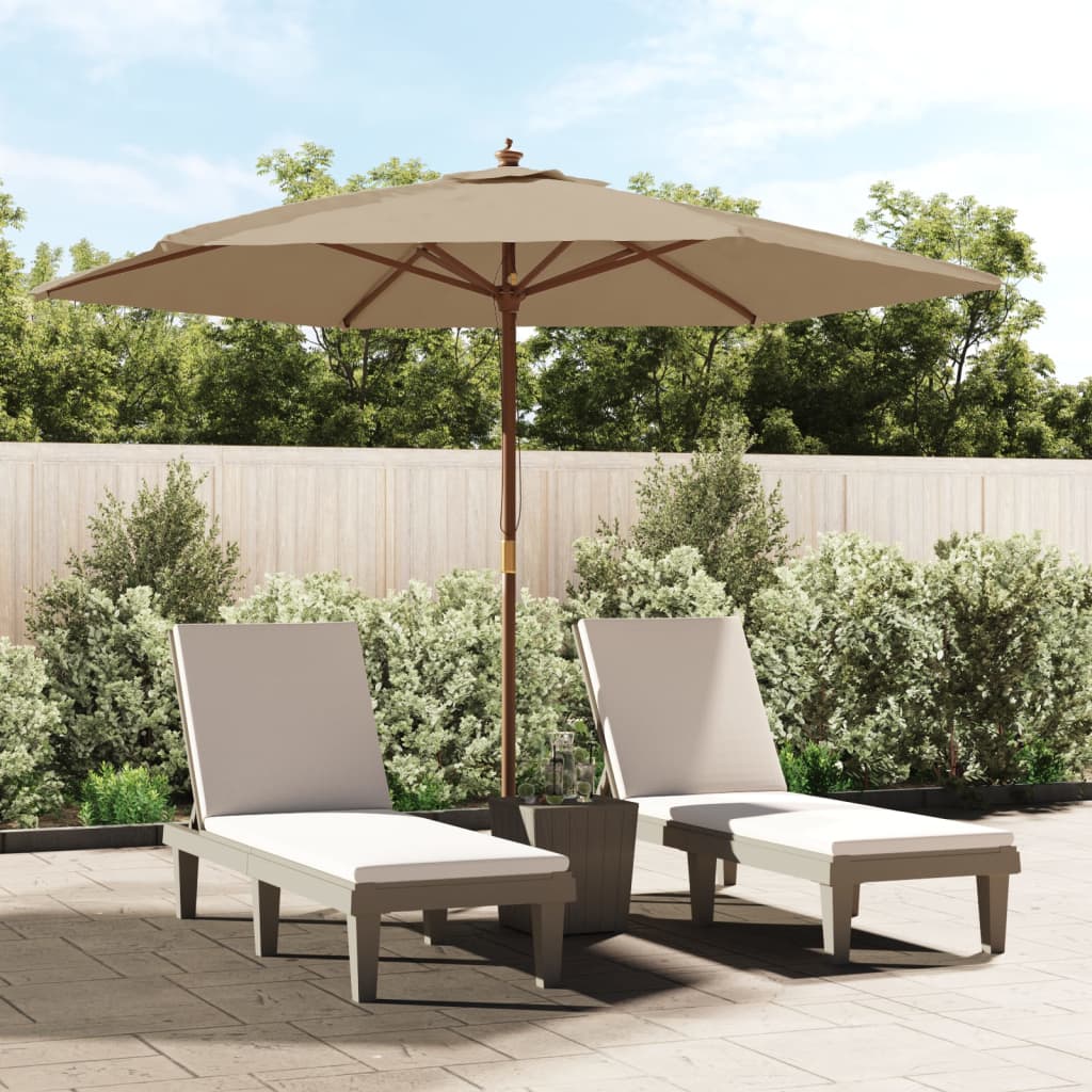 vidaXL Parasol ogrodowy na drewnianym słupku, kolor taupe, 299x240 cm