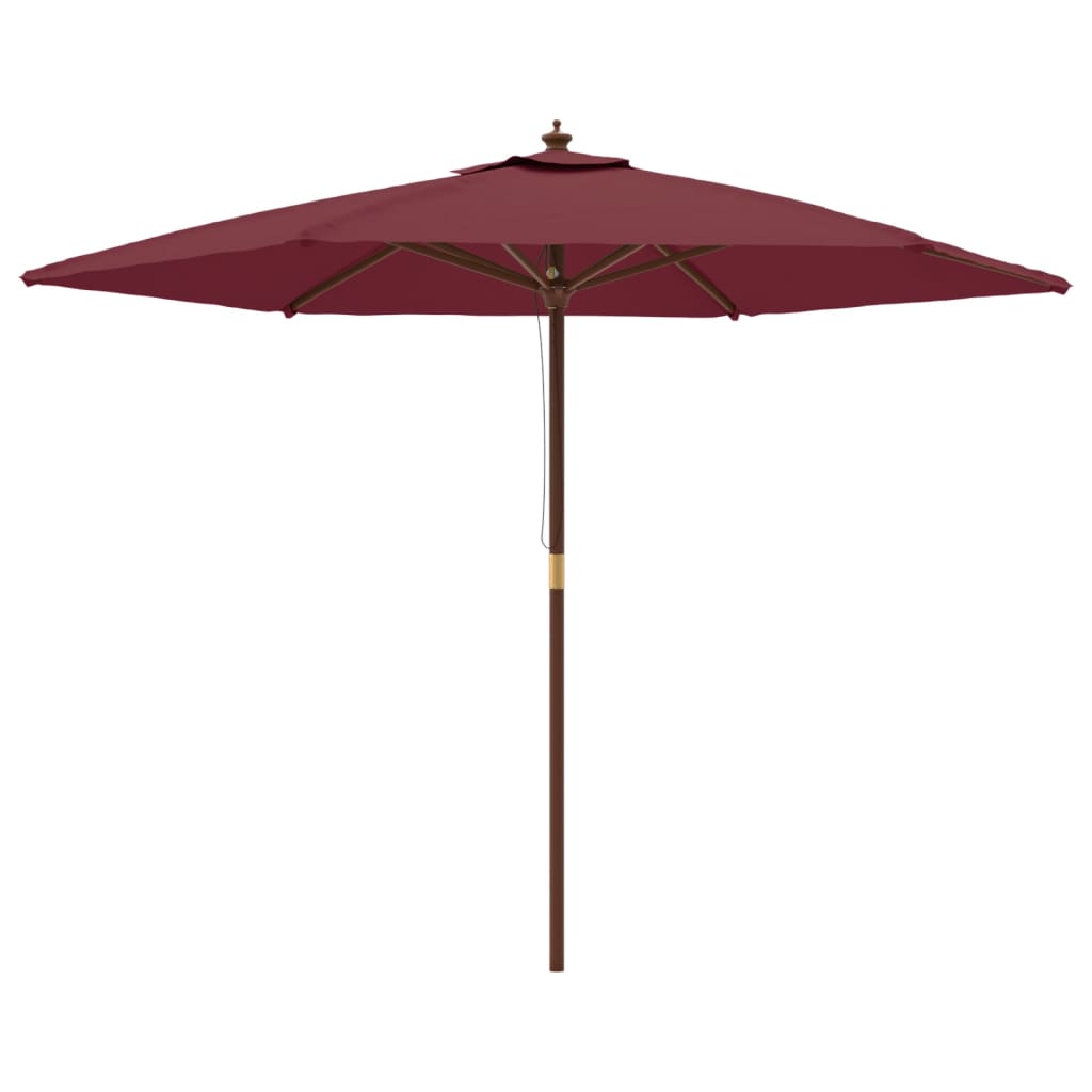 vidaXL Parasol ogrodowy na drewnianym słupku, bordowy, 299x240 cm