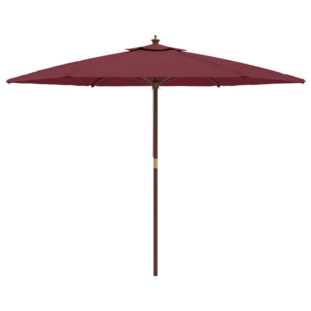 vidaXL Parasol ogrodowy na drewnianym słupku, bordowy, 299x240 cm