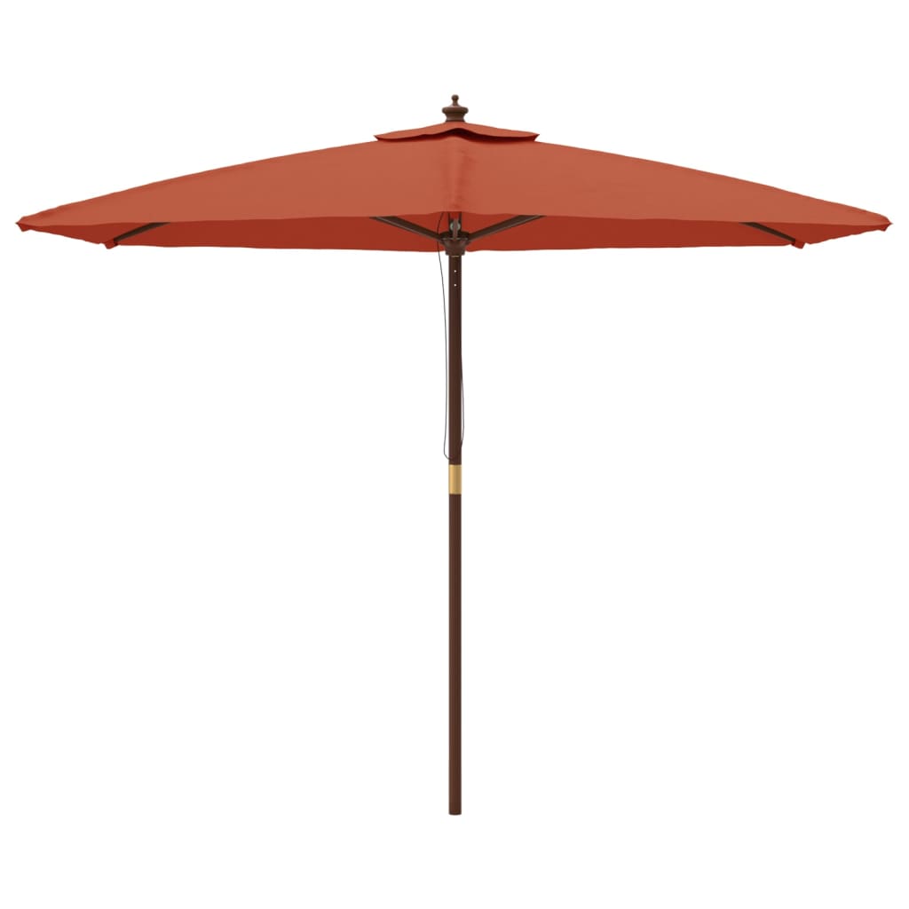 vidaXL Parasol ogrodowy na drewnianym słupku, terakotowy, 299x240 cm