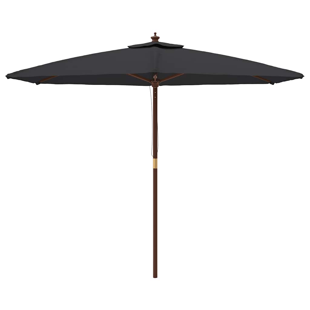 vidaXL Parasol ogrodowy na drewnianym słupku, czarny, 299x240 cm