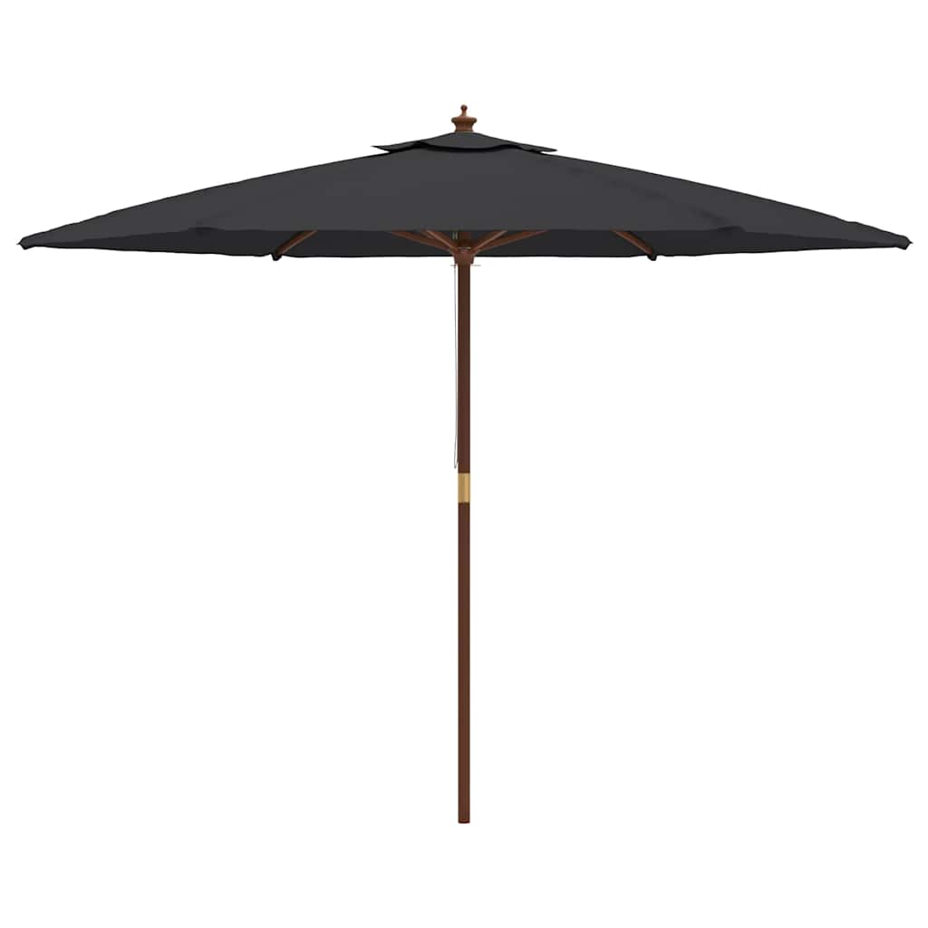 vidaXL Parasol ogrodowy na drewnianym słupku, czarny, 299x240 cm