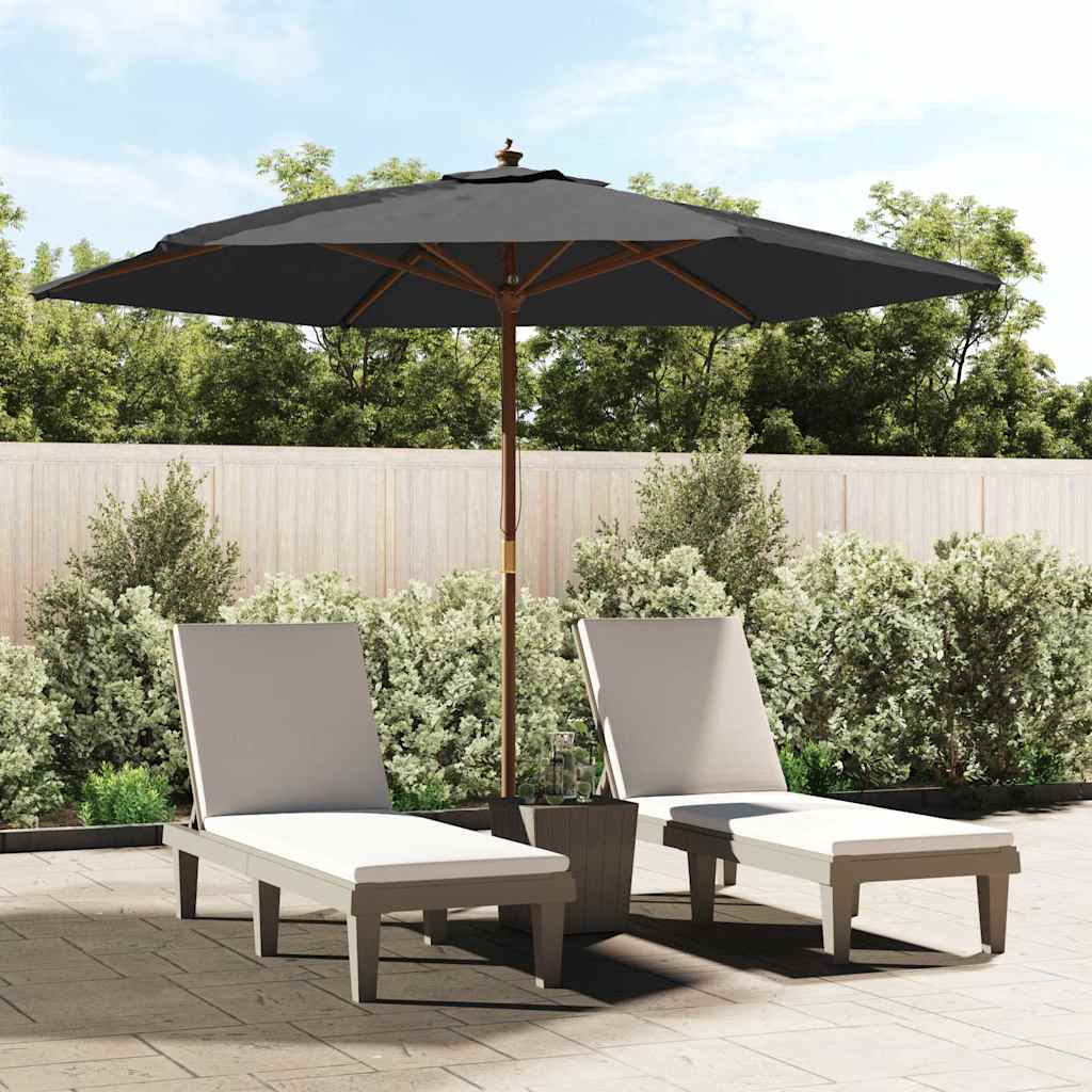 vidaXL Parasol ogrodowy na drewnianym słupku, czarny, 299x240 cm