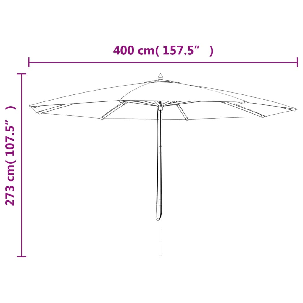 vidaXL Parasol ogrodowy na drewnianym słupku, piaskowy, 400x273 cm