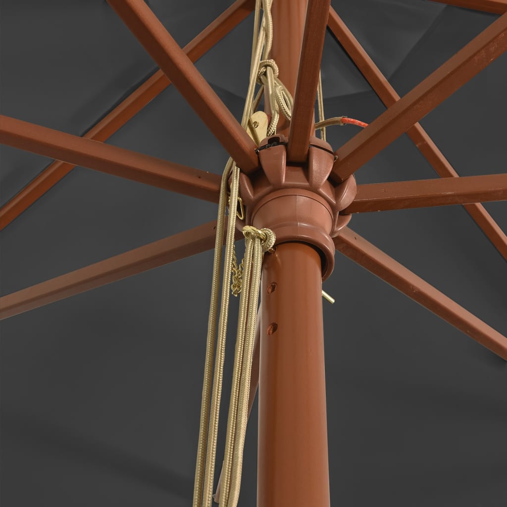 vidaXL Parasol ogrodowy na drewnianym słupku, antracytowy, 400x273 cm