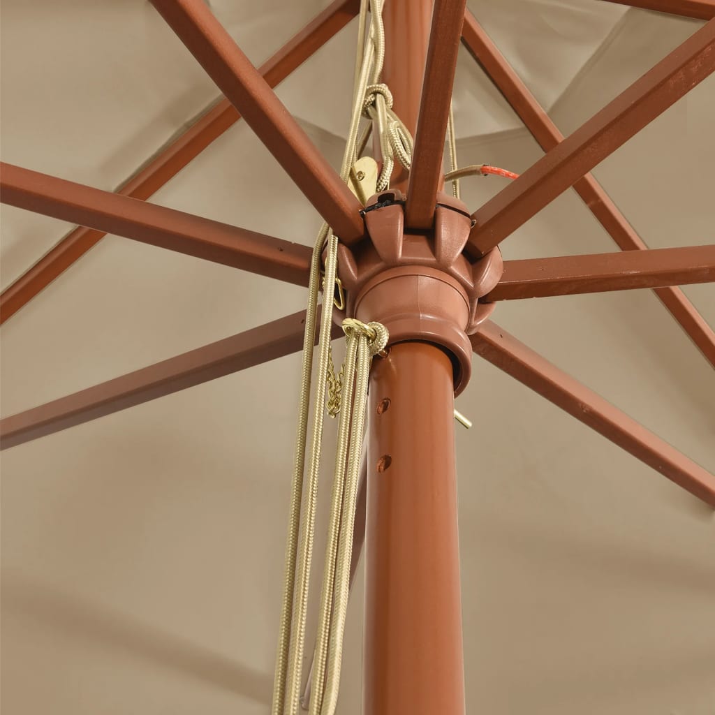 vidaXL Parasol ogrodowy na drewnianym słupku, taupe, 400x273 cm
