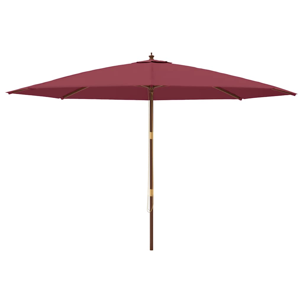 vidaXL Parasol ogrodowy na drewnianym słupku, bordowy, 400x273 cm