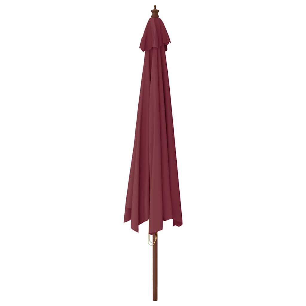 vidaXL Parasol ogrodowy na drewnianym słupku, bordowy, 400x273 cm