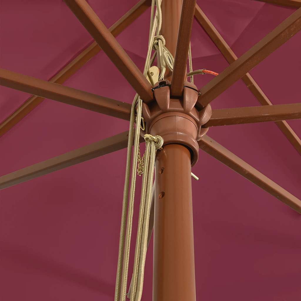 vidaXL Parasol ogrodowy na drewnianym słupku, bordowy, 400x273 cm