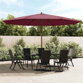 vidaXL Parasol ogrodowy na drewnianym słupku, bordowy, 400x273 cm