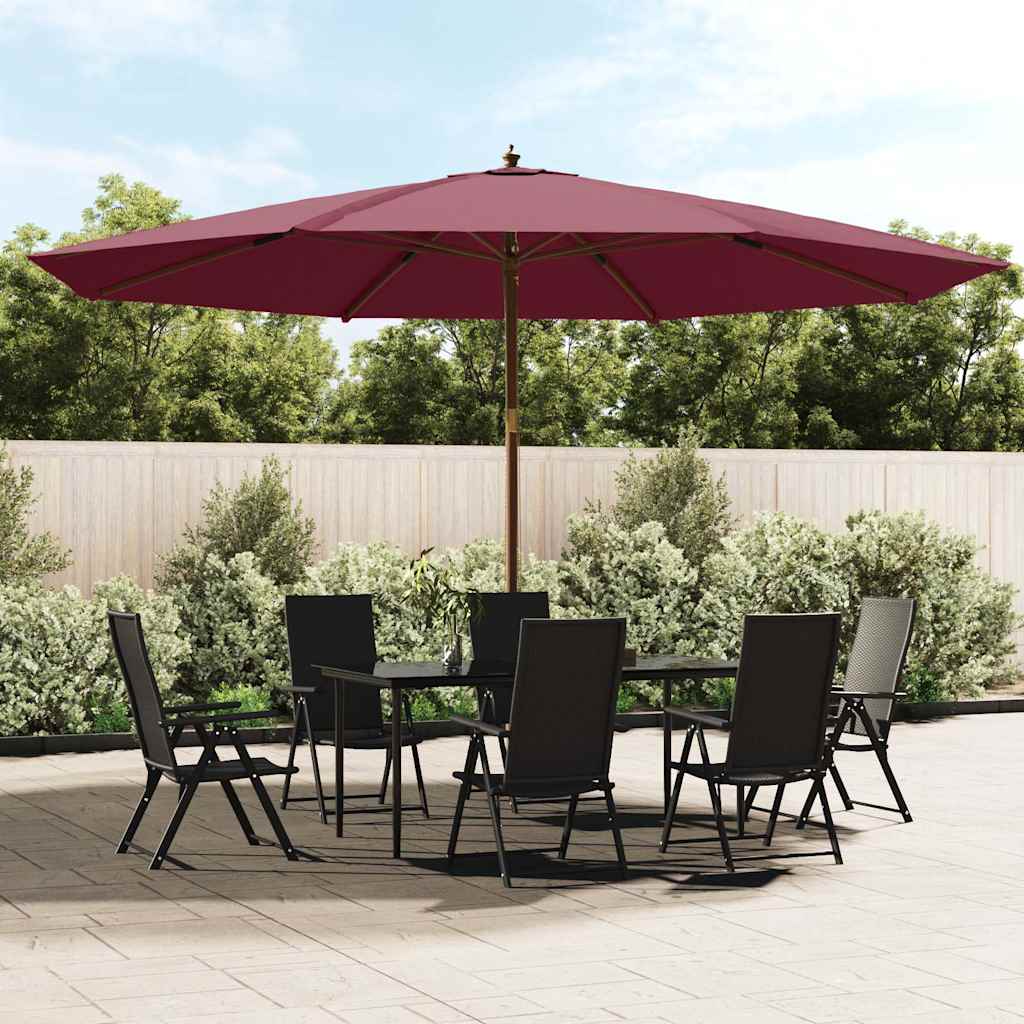 vidaXL Parasol ogrodowy na drewnianym słupku, bordowy, 400x273 cm