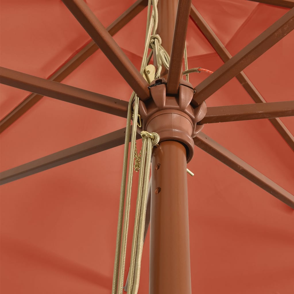 vidaXL Parasol ogrodowy na drewnianym słupku, terakotowy, 400x273 cm