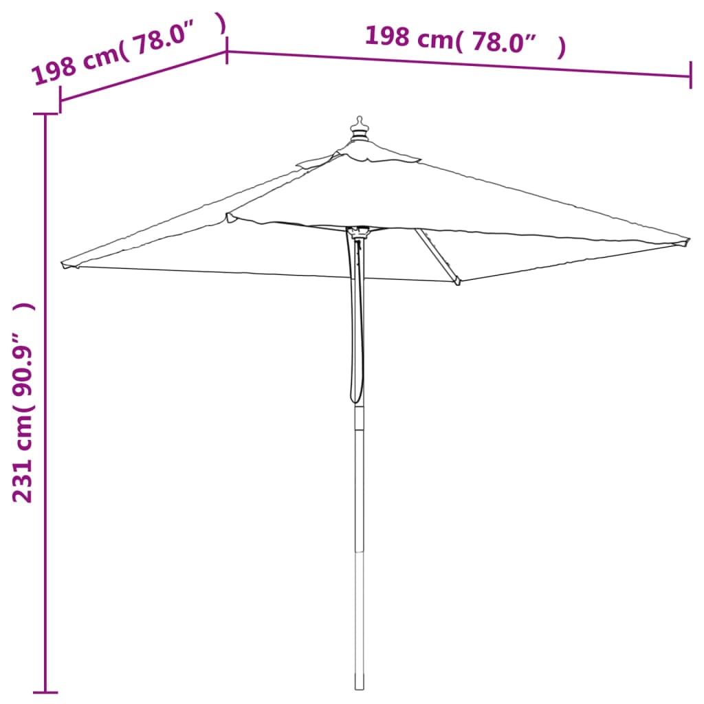 vidaXL Parasol ogrodowy na drewnianym słupku, piaskowy, 198x198x231 cm