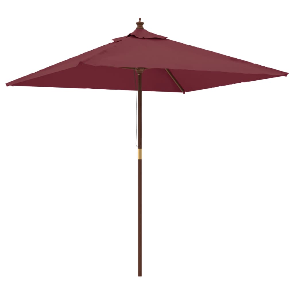 vidaXL Parasol ogrodowy na drewnianym słupku, bordowy, 198x198x231 cm