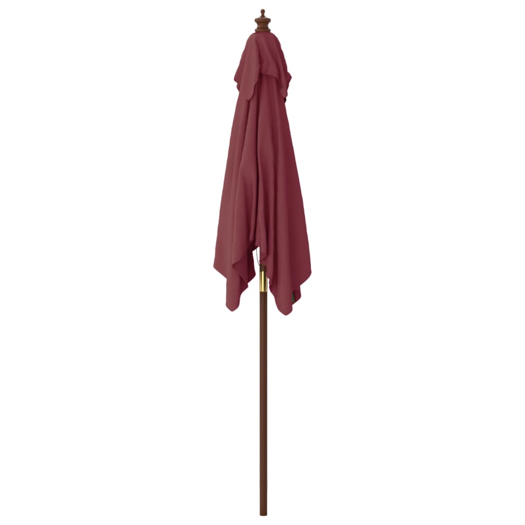 vidaXL Parasol ogrodowy na drewnianym słupku, bordowy, 198x198x231 cm