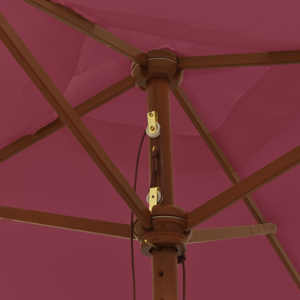 vidaXL Parasol ogrodowy na drewnianym słupku, bordowy, 198x198x231 cm