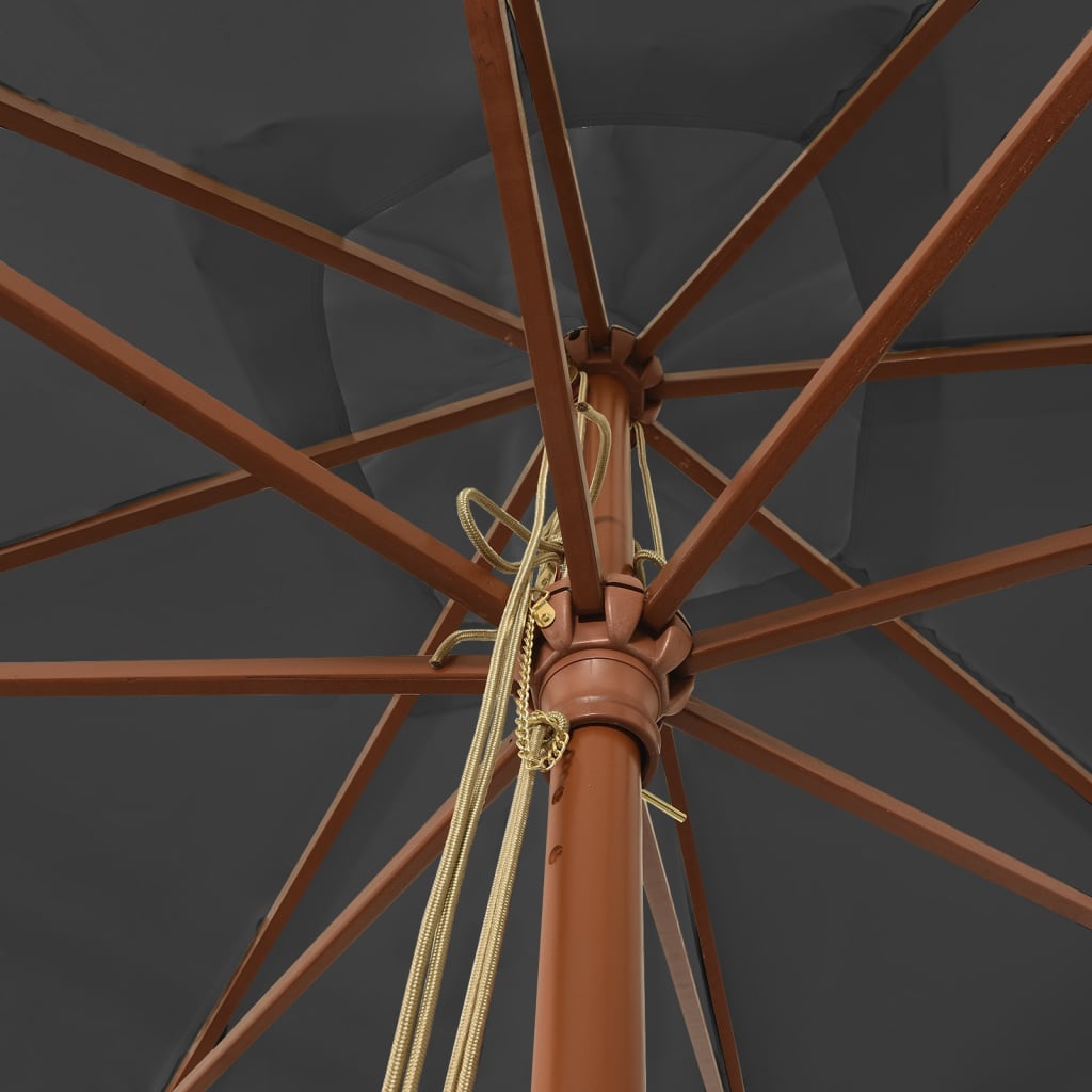 vidaXL Parasol ogrodowy na drewnianym słupku, antracyt, 300x300x273 cm