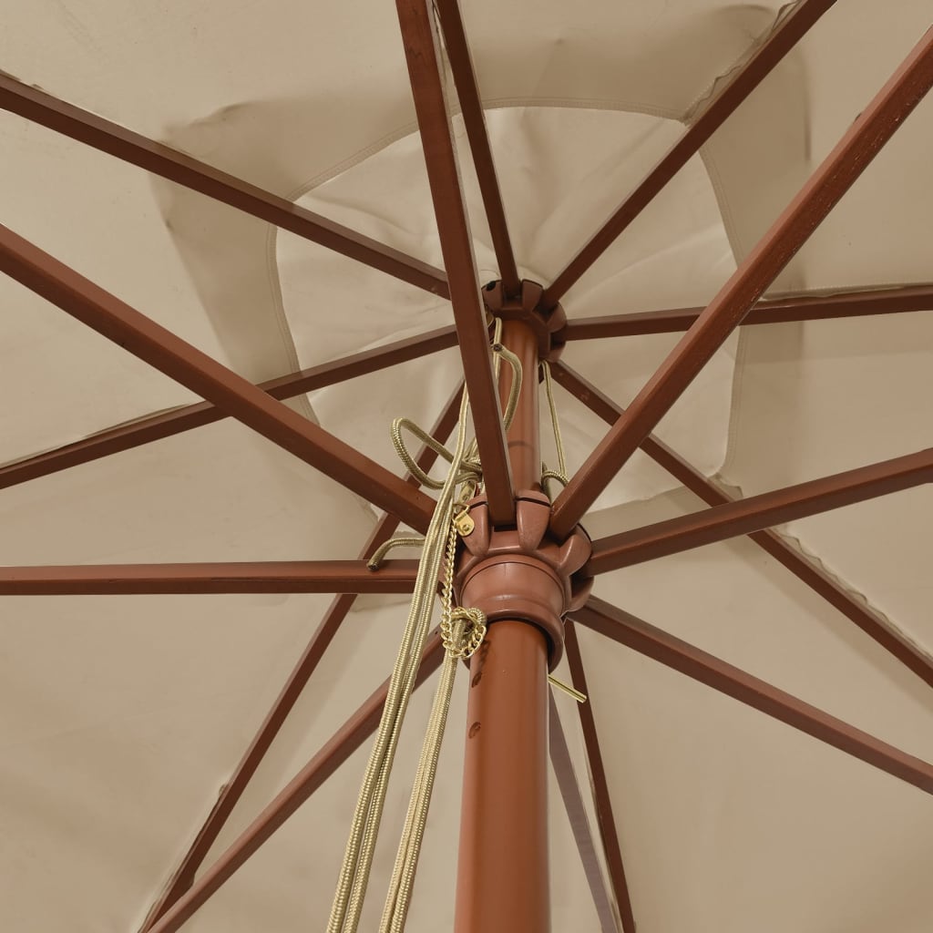 vidaXL Parasol ogrodowy na drewnianym słupku, taupe, 300x300x273 cm