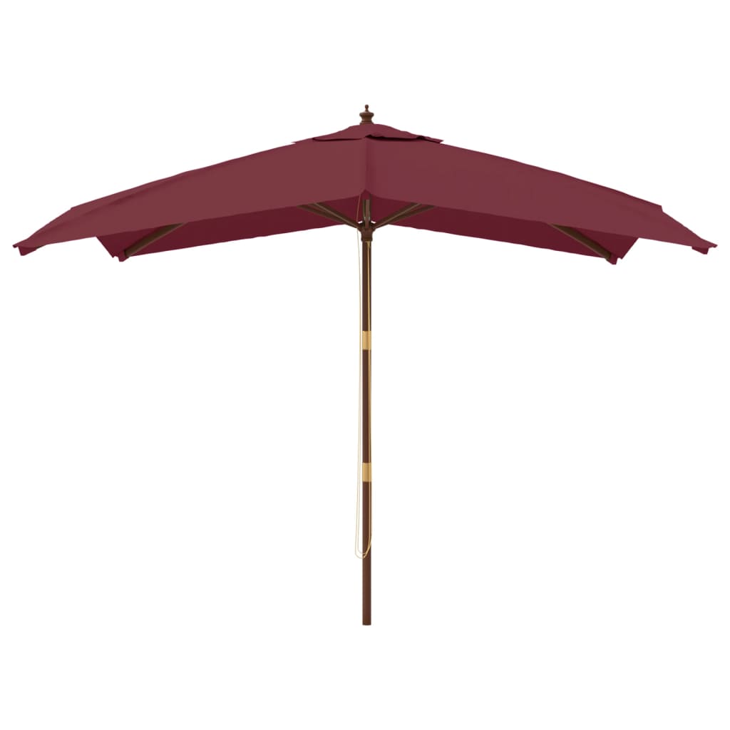 vidaXL Parasol ogrodowy na drewnianym słupku, bordowy, 300x300x273 cm