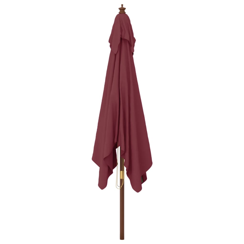 vidaXL Parasol ogrodowy na drewnianym słupku, bordowy, 300x300x273 cm
