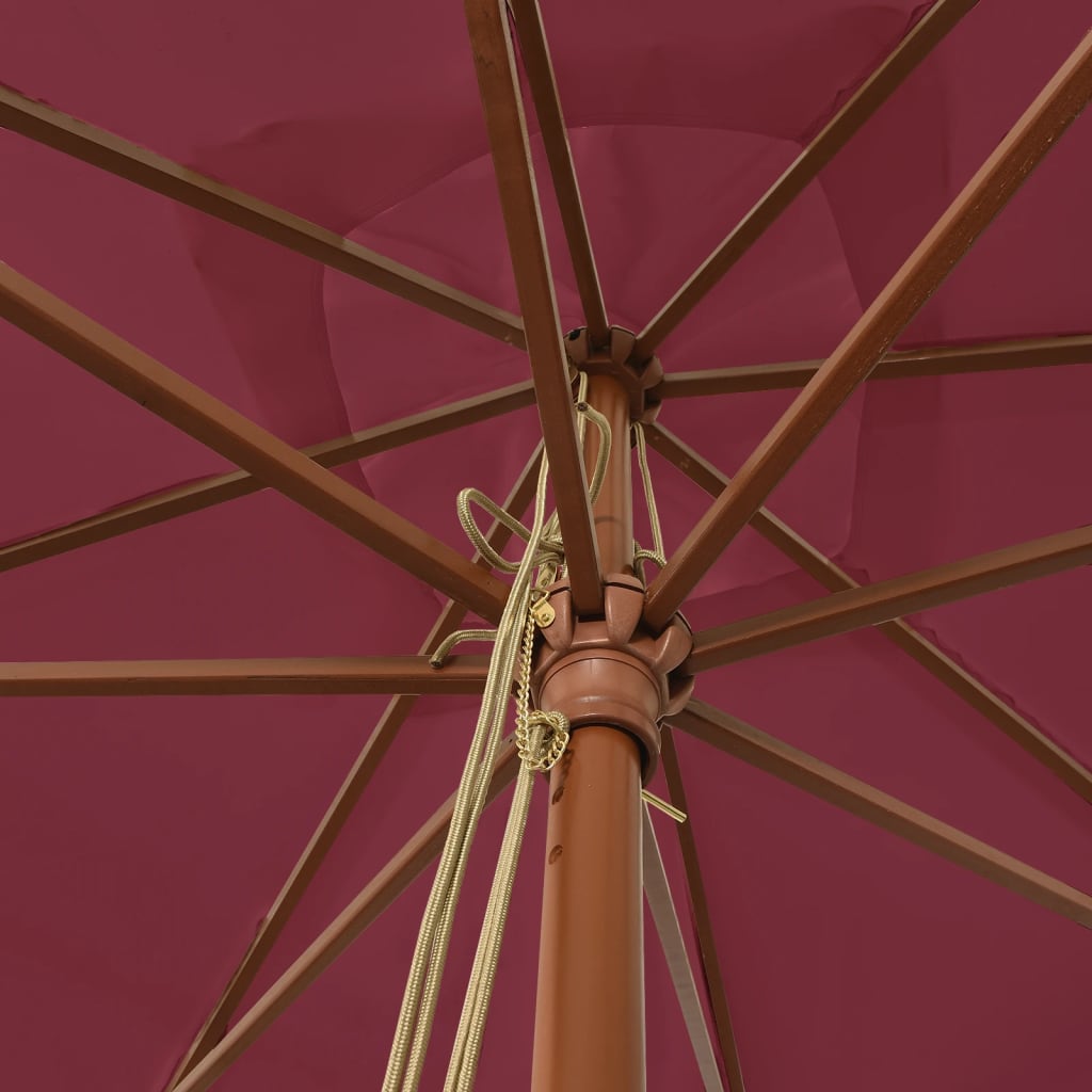 vidaXL Parasol ogrodowy na drewnianym słupku, bordowy, 300x300x273 cm
