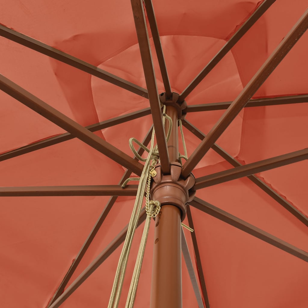 vidaXL Parasol ogrodowy na drewnianym słupku, terakota, 300x300x273 cm