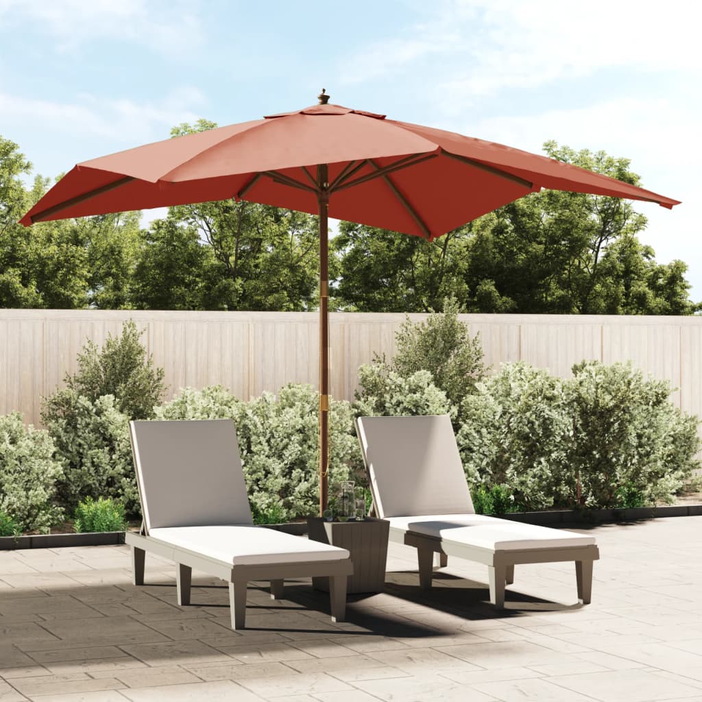 vidaXL Parasol ogrodowy na drewnianym słupku, terakota, 300x300x273 cm