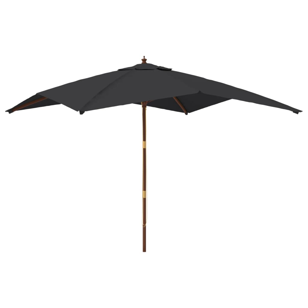 vidaXL Parasol ogrodowy na drewnianym słupku, czarny, 300x300x273 cm