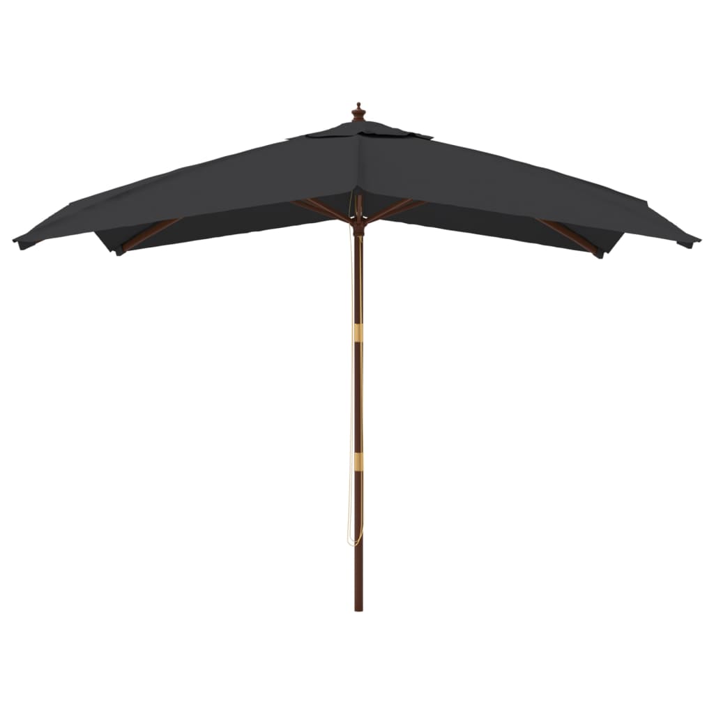 vidaXL Parasol ogrodowy na drewnianym słupku, czarny, 300x300x273 cm