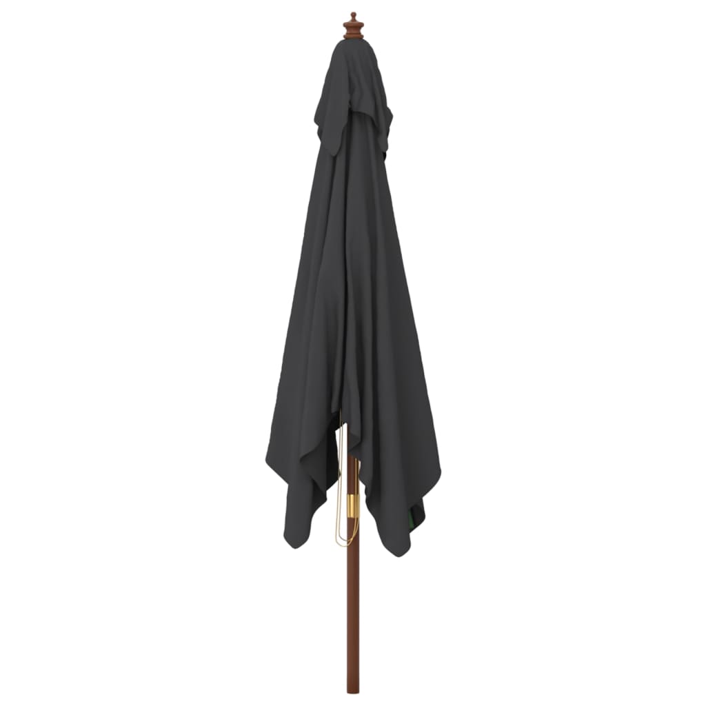 vidaXL Parasol ogrodowy na drewnianym słupku, czarny, 300x300x273 cm