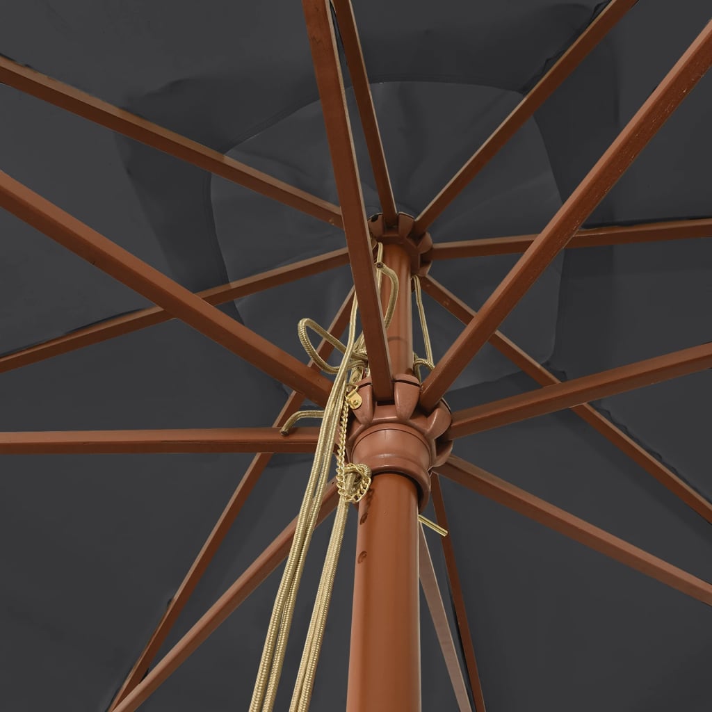 vidaXL Parasol ogrodowy na drewnianym słupku, czarny, 300x300x273 cm
