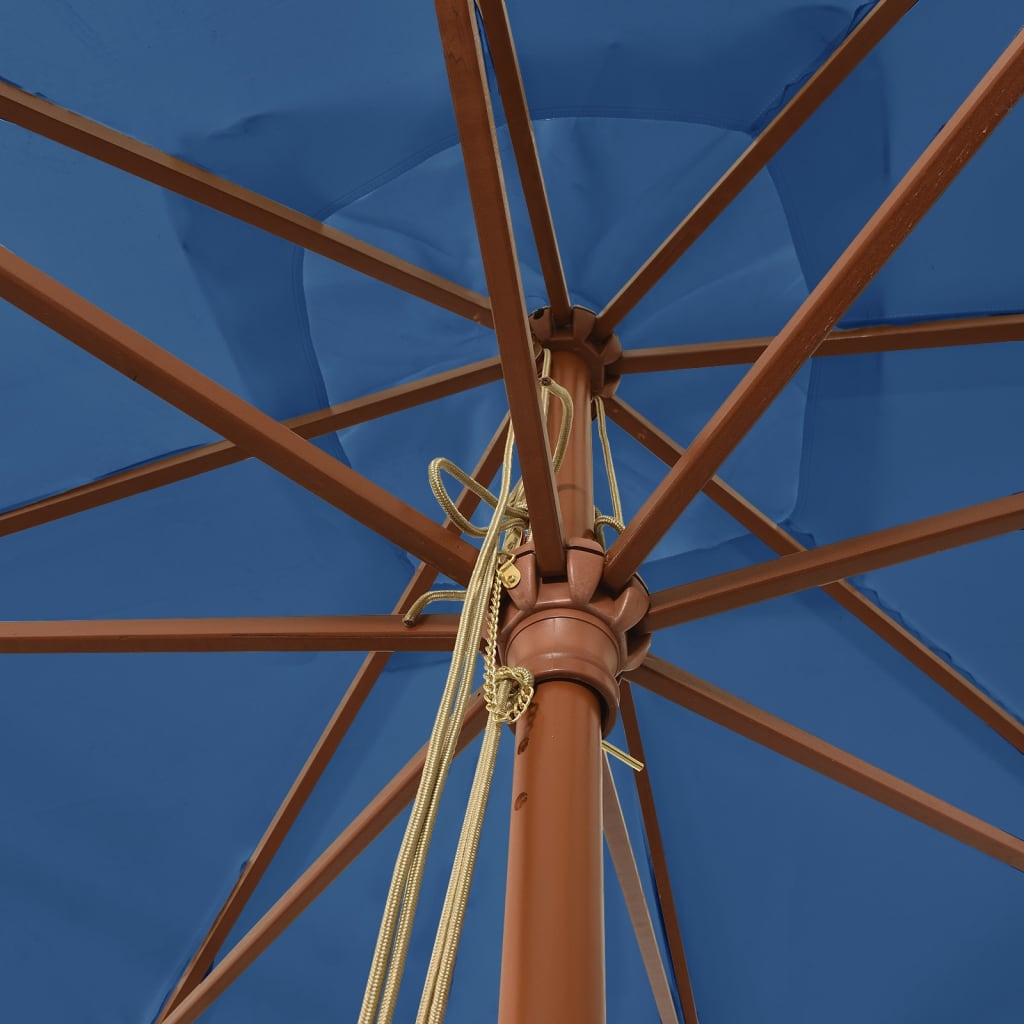 vidaXL Parasol ogrodowy na drewnianym słupku, lazurowy, 300x300x273 cm