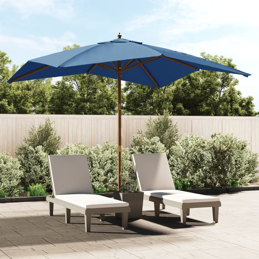 vidaXL Parasol ogrodowy na drewnianym słupku, lazurowy, 300x300x273 cm