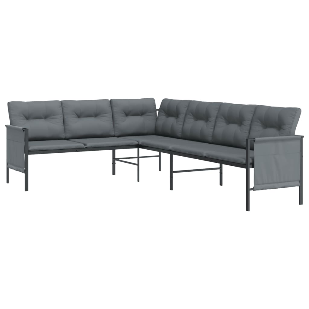 vidaXL Ogrodowa sofa narożna, antracytowa, stal i textilene