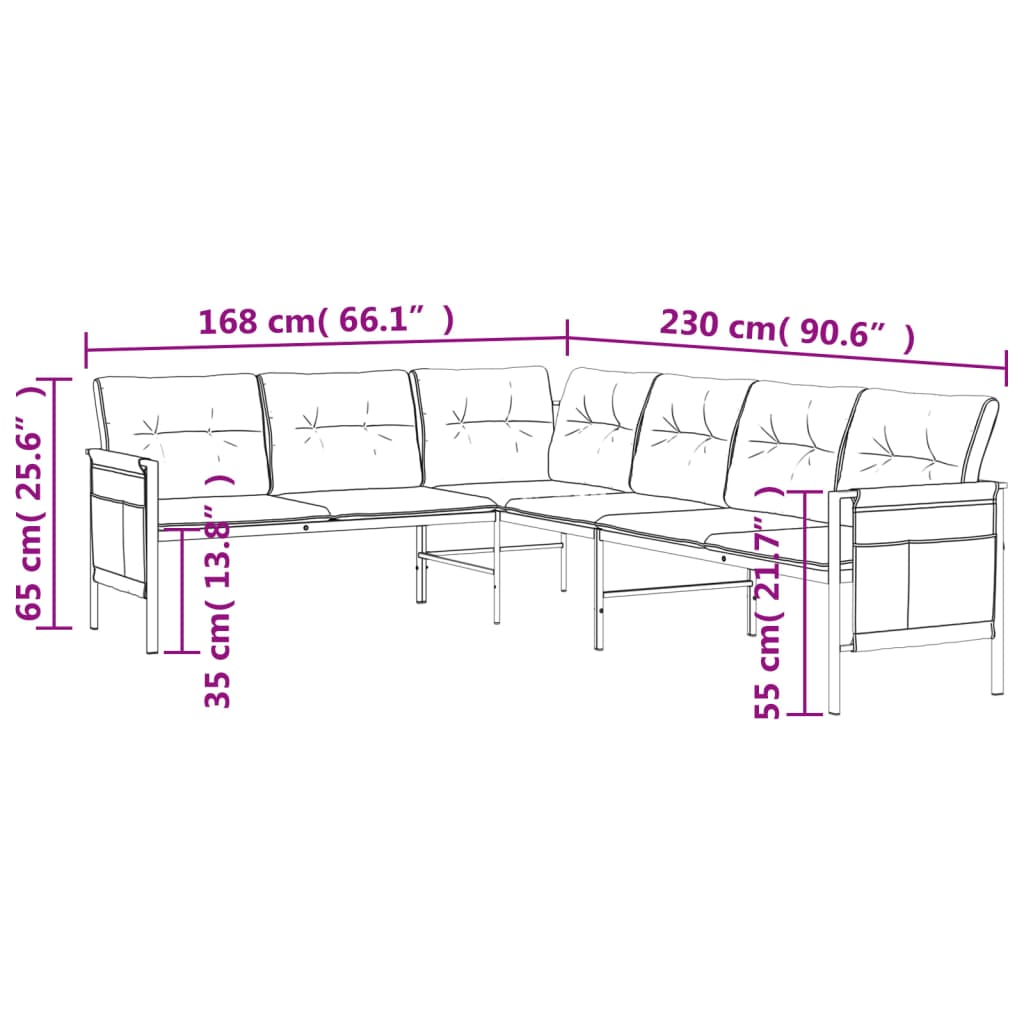 vidaXL Ogrodowa sofa narożna, antracytowa, stal i textilene