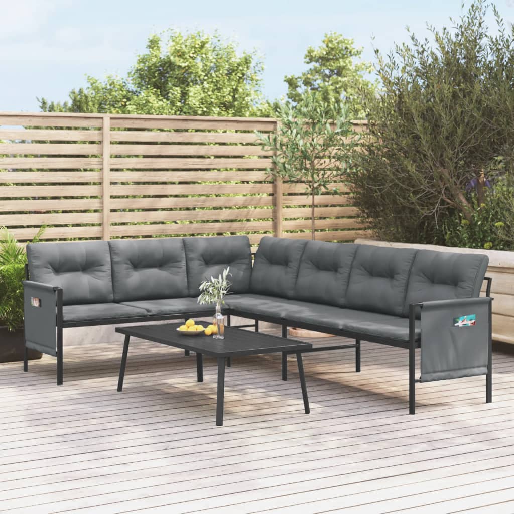 vidaXL Ogrodowa sofa narożna, antracytowa, stal i textilene
