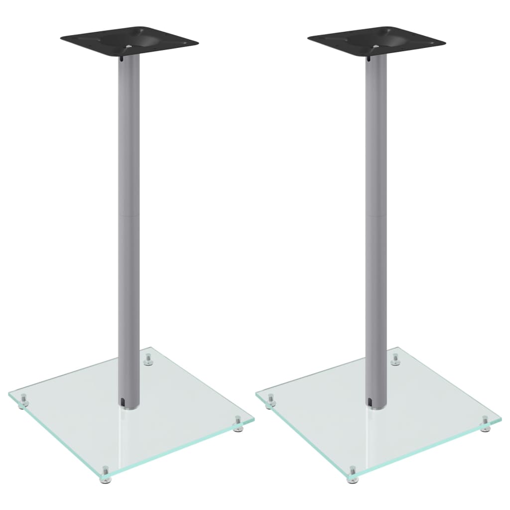 vidaXL Stojaki pod głośniki, 2 szt, srebrne, szkło hartowane, 1 słupek
