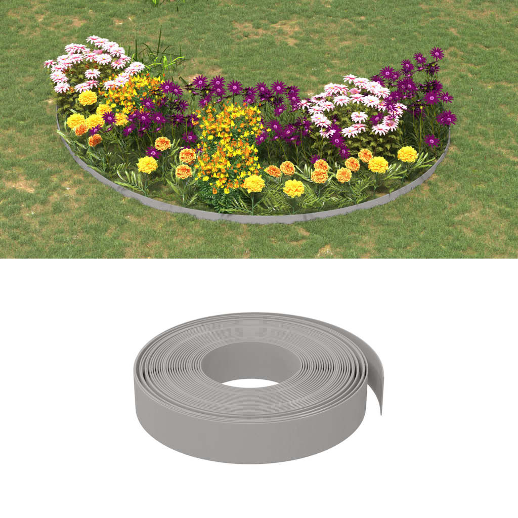 vidaXL Obrzeże ogrodowe, szare, 10 m, 10 cm, polietylen