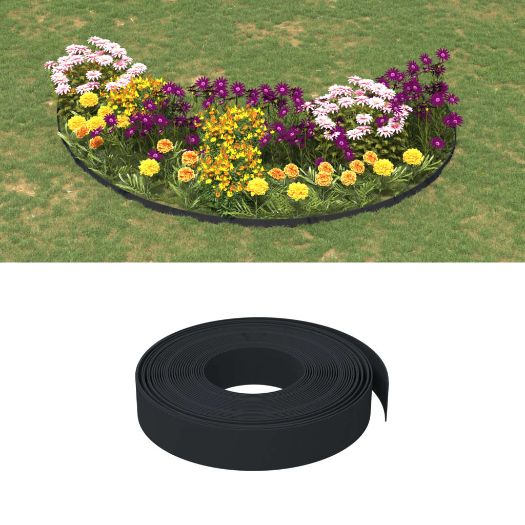 vidaXL Obrzeże ogrodowe, czarne, 10 m, 10 cm, polietylen
