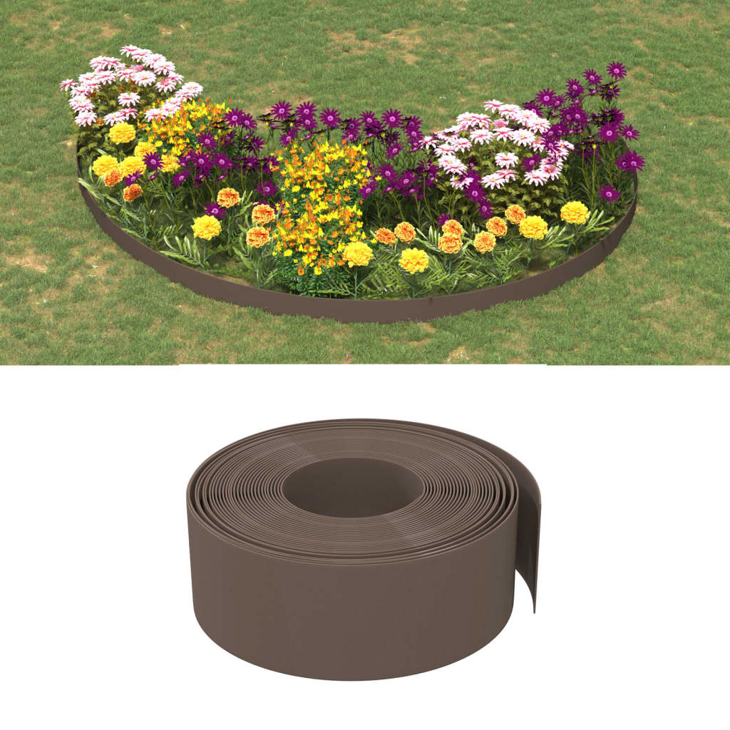vidaXL Obrzeże ogrodowe, brązowe, 10 m, 20 cm, polietylen