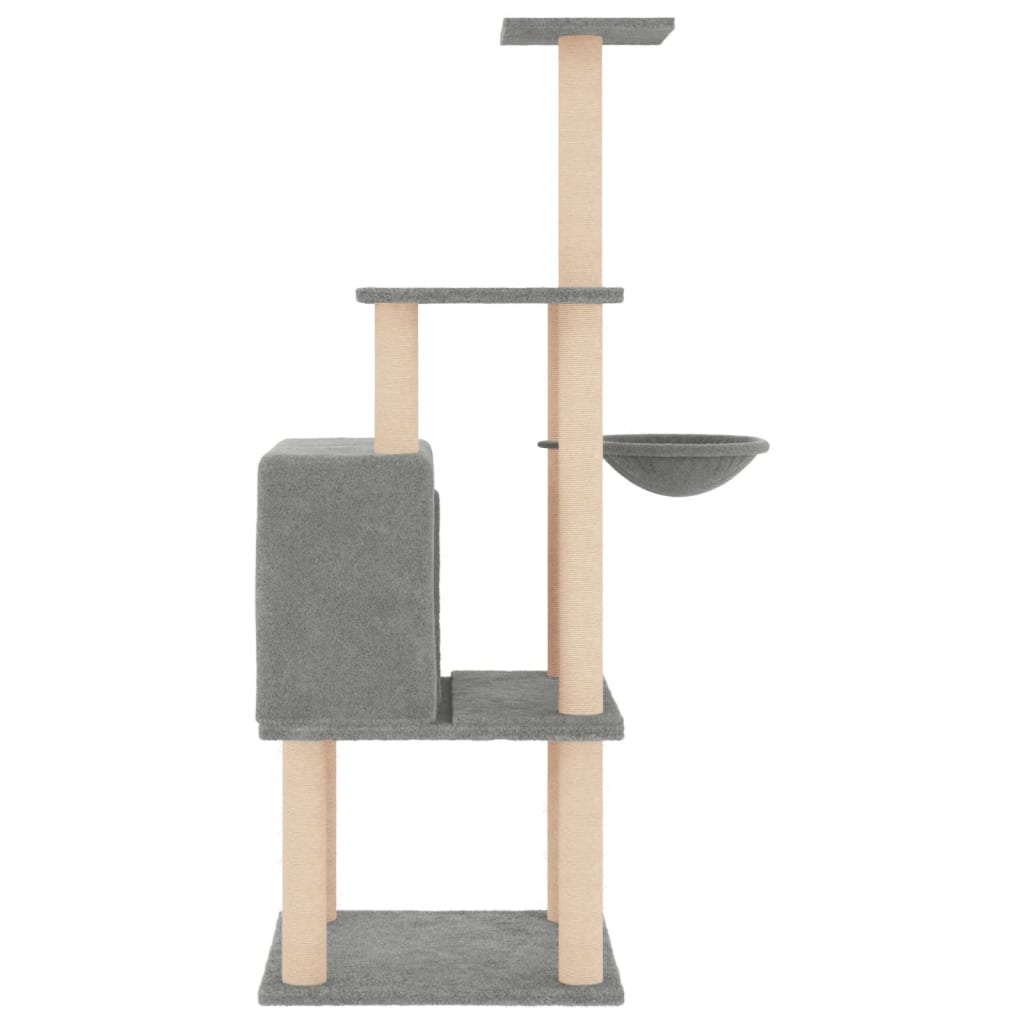 vidaXL Drapak dla kota z sizalowymi słupkami, jasnoszary, 132 cm